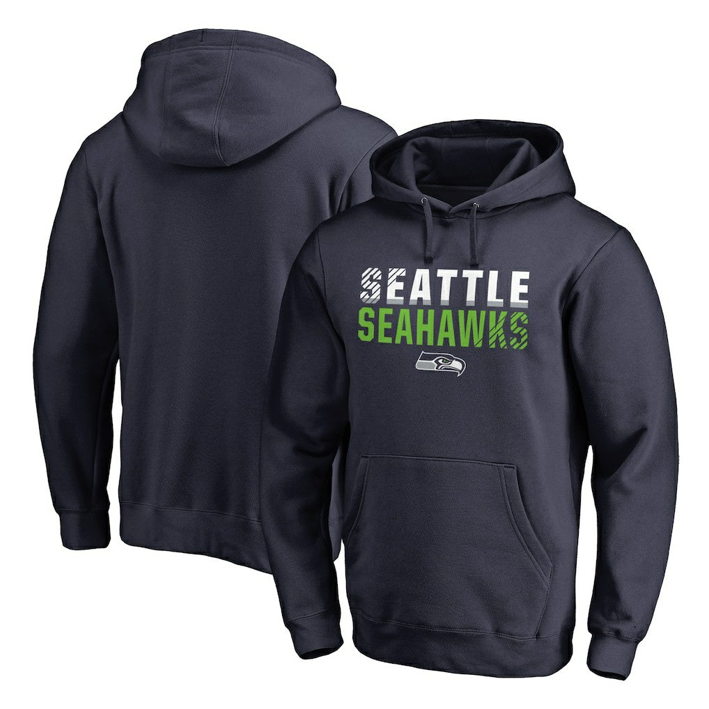 Seattle Seahawks Iconic Collection Fade Out Pullover Hoodie - College Navy Hoodies