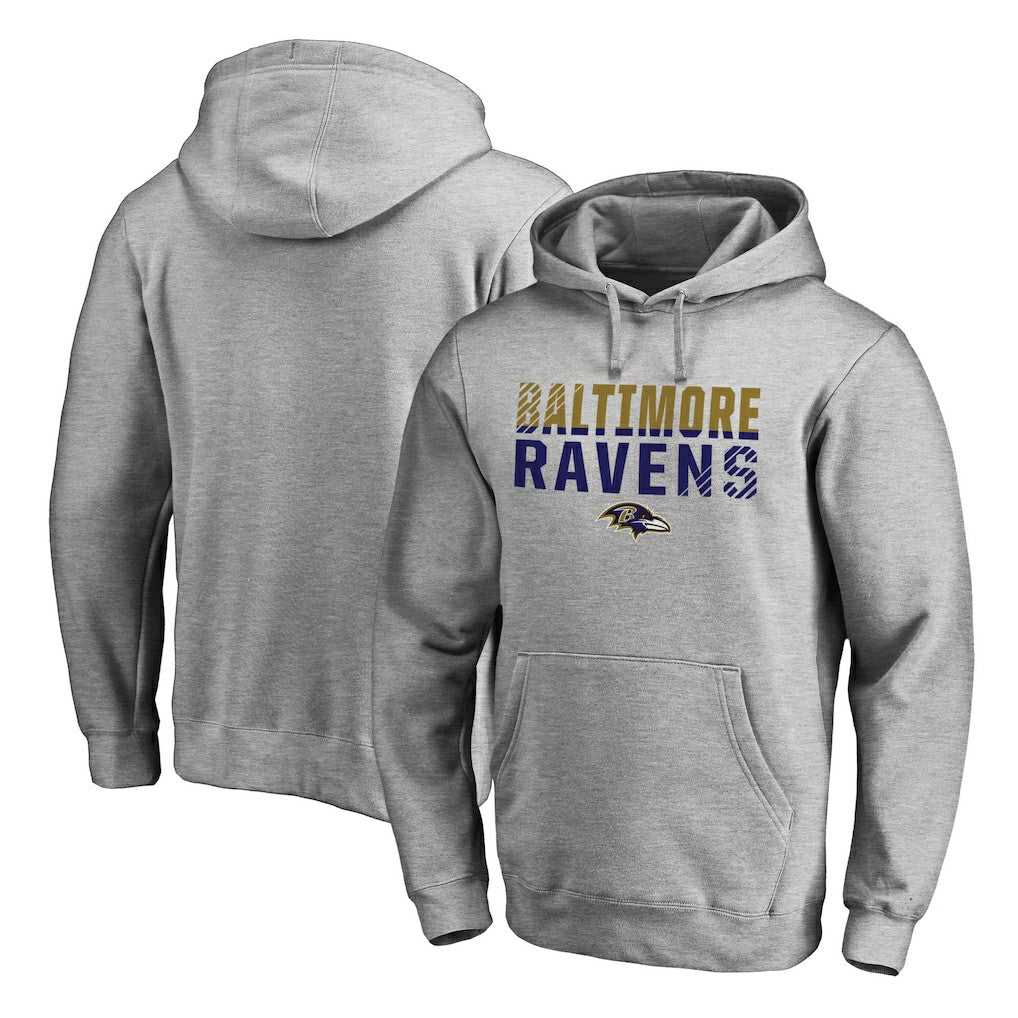 Baltimore Ravens Iconic Collection Fade Out Pullover Hoodie - Ash Hoodies