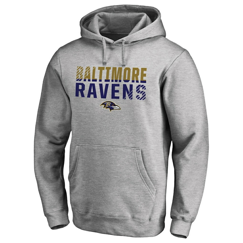 Baltimore Ravens Iconic Collection Fade Out Pullover Hoodie - Ash Hoodies