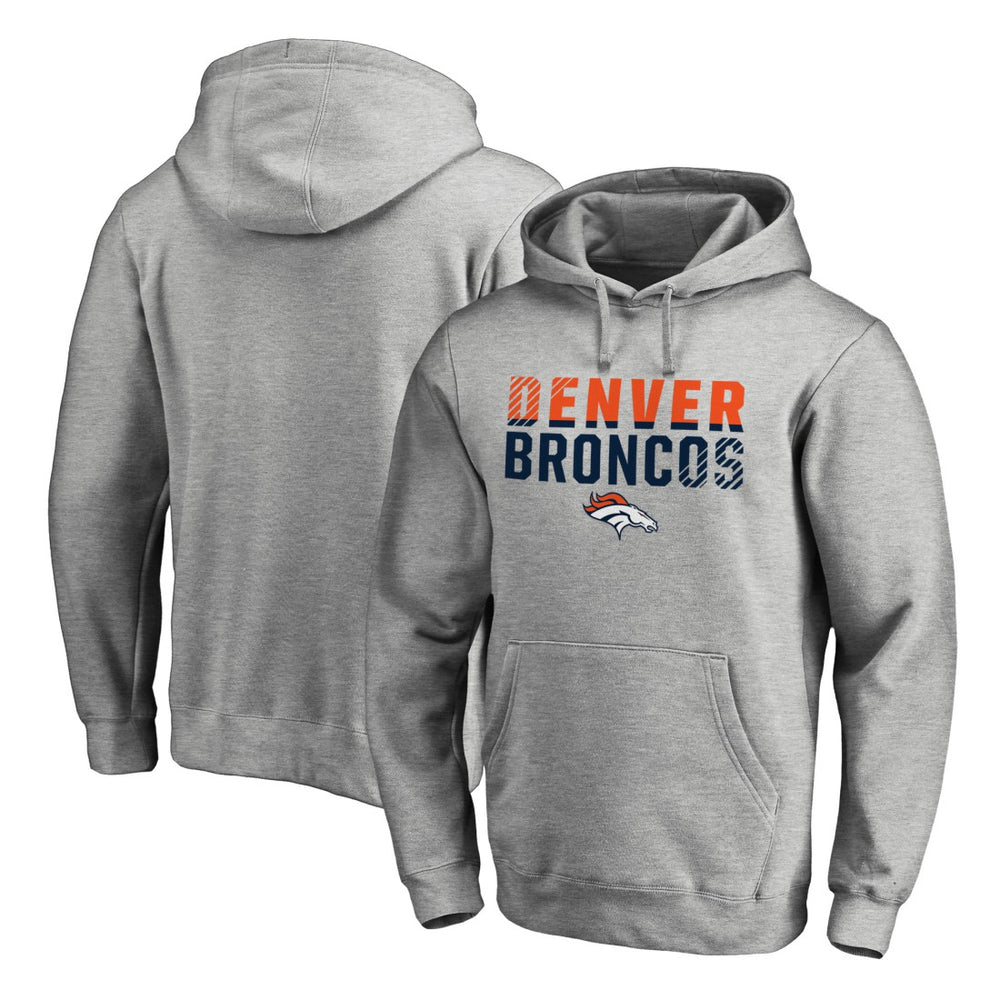 Denver Broncos Iconic Collection Fade Out Pullover Hoodie - Ash Hoodies