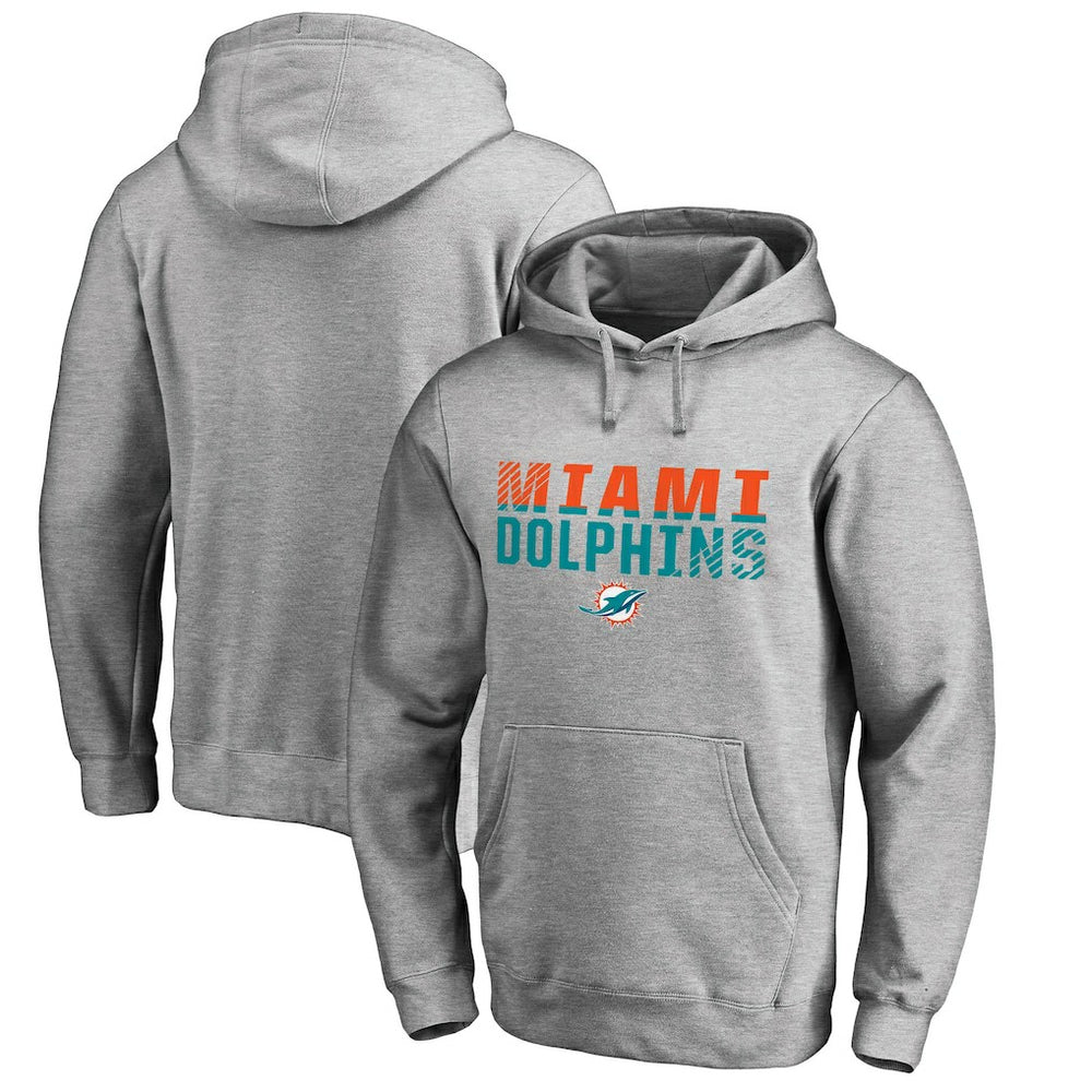 Miami Dolphins Iconic Collection Fade Out Pullover Hoodie - Ash Hoodies