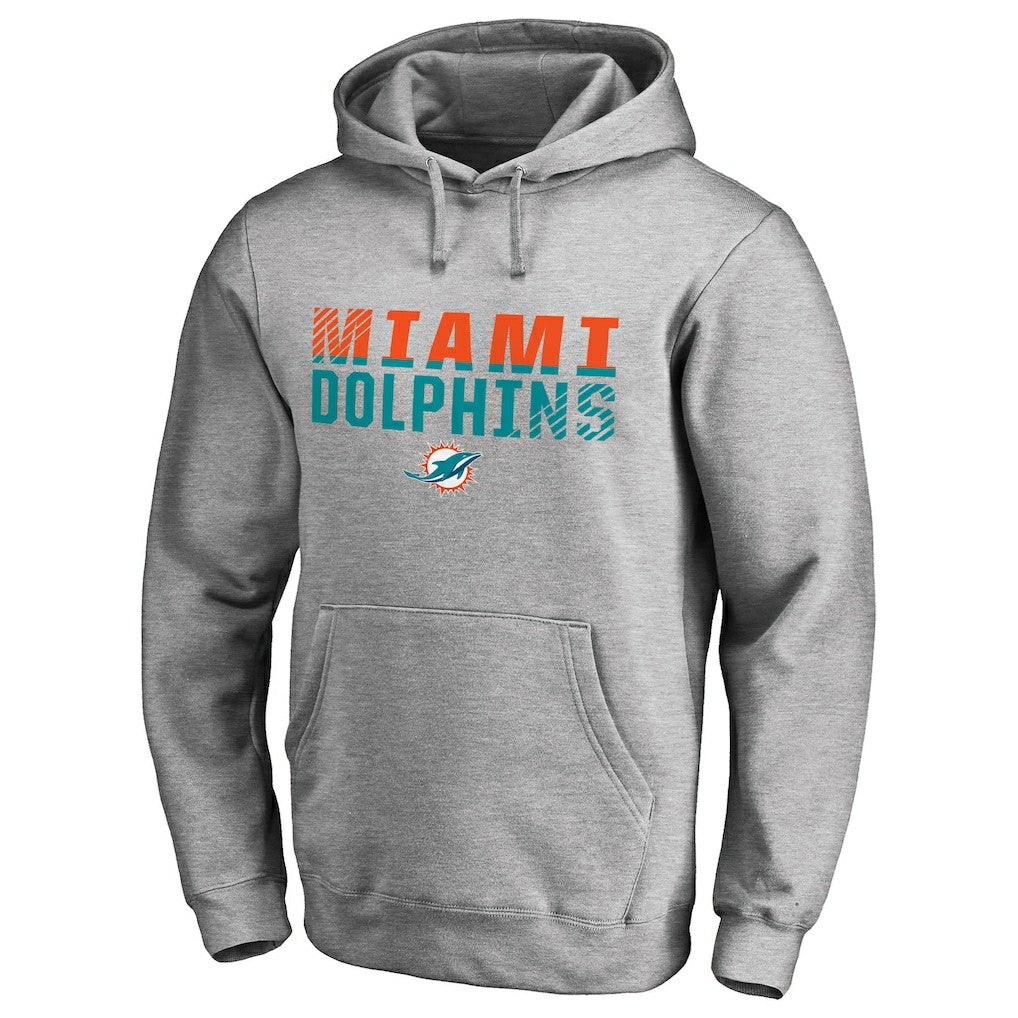 Miami Dolphins Iconic Collection Fade Out Pullover Hoodie - Ash Hoodies