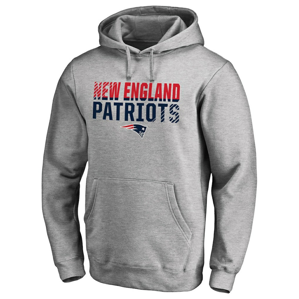 New England Patriots Iconic Collection Fade Out Pullover Hoodie - Ash Hoodies