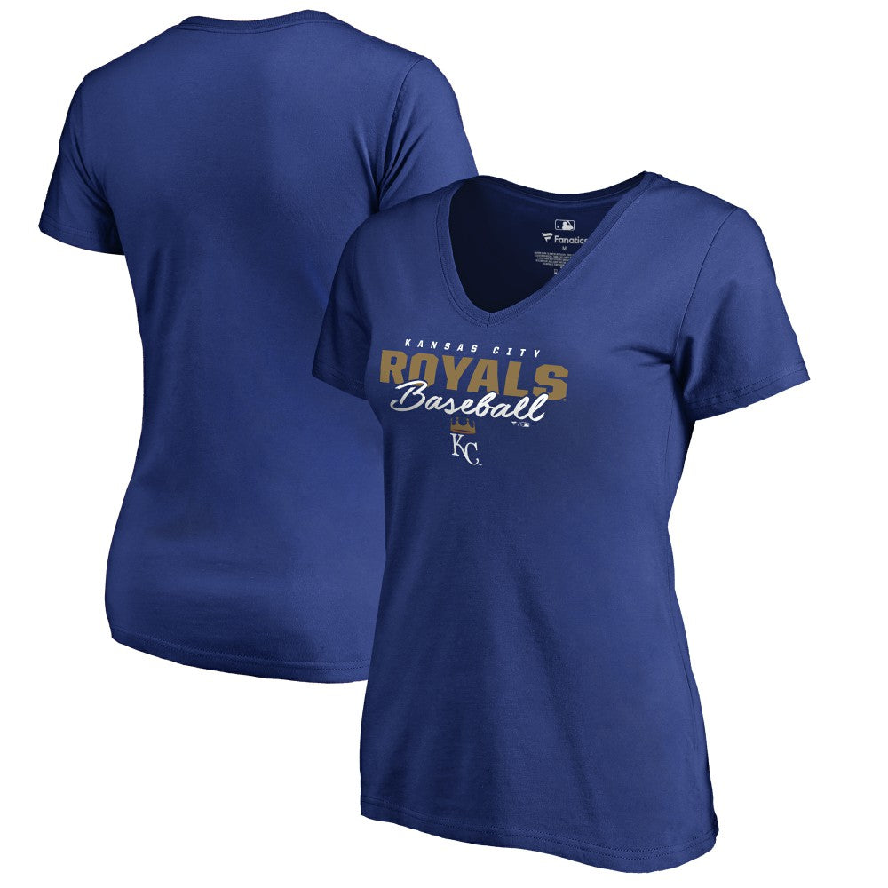 Kansas City Royals Women's Script Assist V-Neck T-Shirt - Royal T-shirts