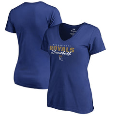 Kansas City Royals Women's Script Assist V-Neck T-Shirt - Royal T-shirts