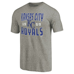 Kansas City Royals Cooperstown Collection Antique Stack Tri-Blend T-Shirt - Gray T-shirts