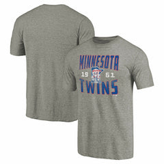 Minnesota Twins Cooperstown Collection Antique Stack Tri-Blend T-Shirt - Gray T-shirts