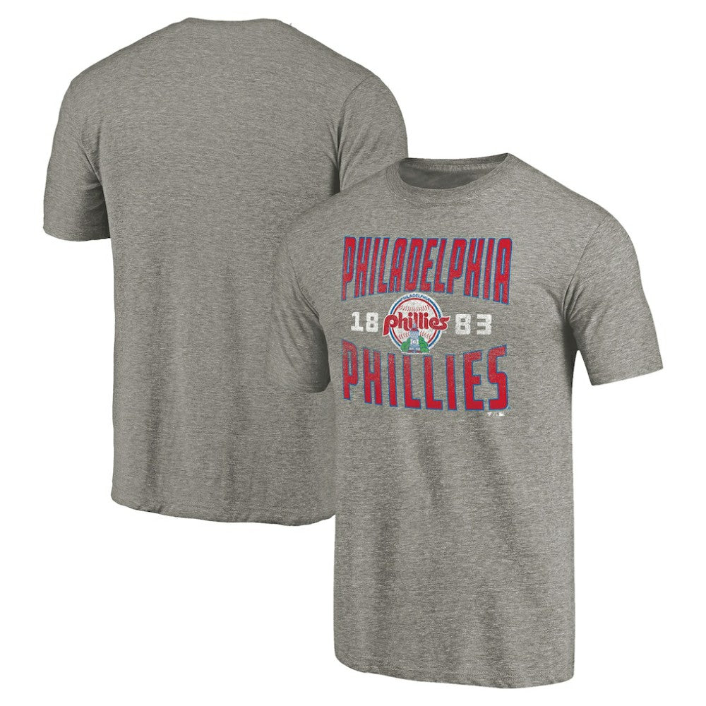 Philadelphia Phillies Cooperstown Collection Antique Stack Tri-Blend T-Shirt - Gray T-shirts