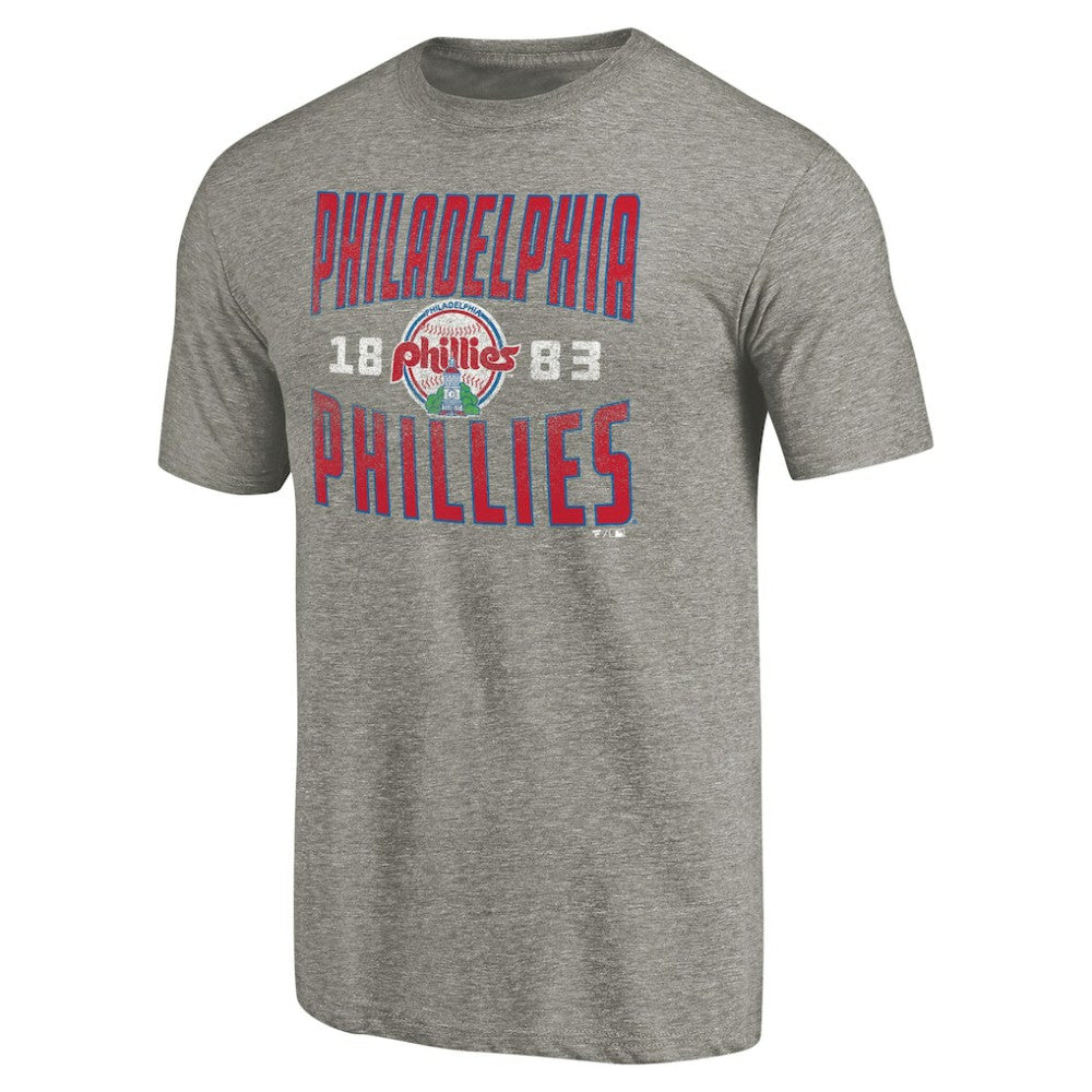 Philadelphia Phillies Cooperstown Collection Antique Stack Tri-Blend T-Shirt - Gray T-shirts