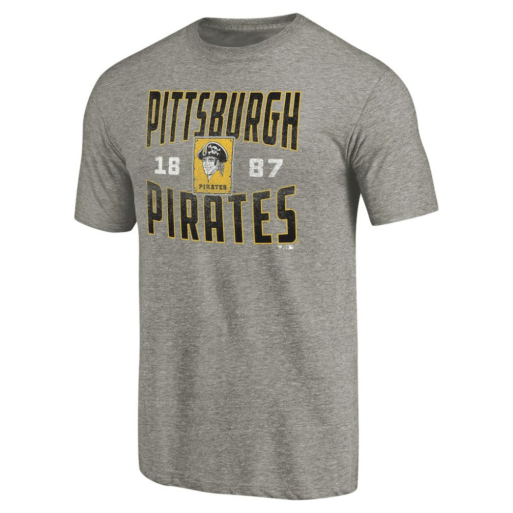 Pittsburgh Pirates Cooperstown Collection Antique Stack Tri-Blend T-Shirt - Gray T-shirts