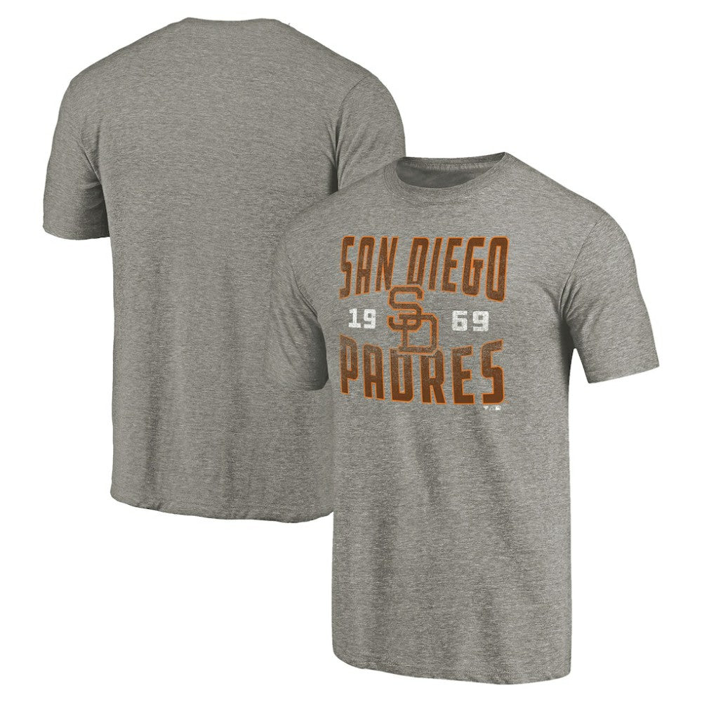 San Diego Padres Cooperstown Collection Antique Stack Tri-Blend T-Shirt - Gray T-shirts