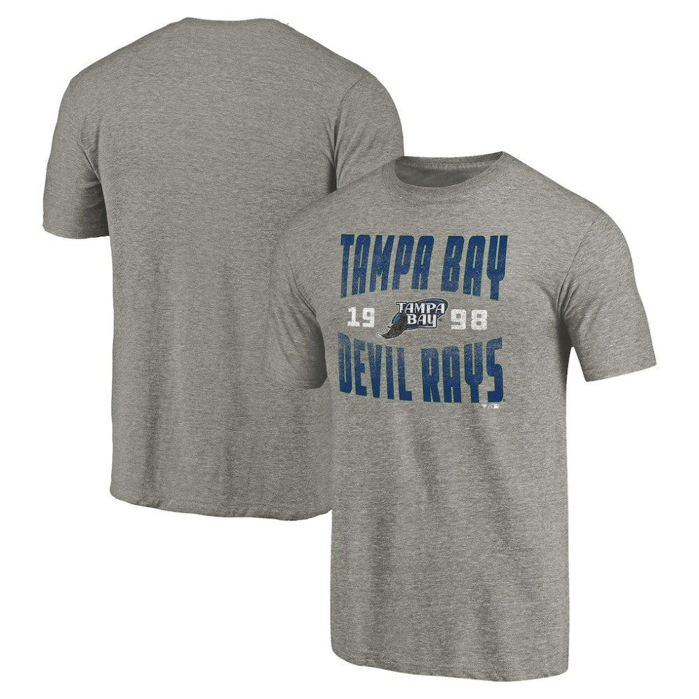 Tampa Bay Rays Cooperstown Collection Antique Stack Tri-Blend T-Shirt - Gray T-shirts
