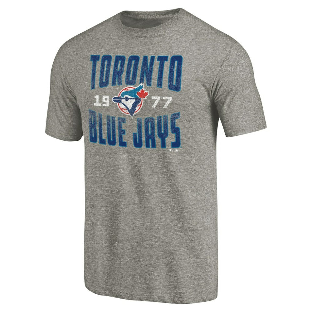 Toronto Blue Jays Cooperstown Collection Antique Stack Tri-Blend T-Shirt - Gray T-shirts