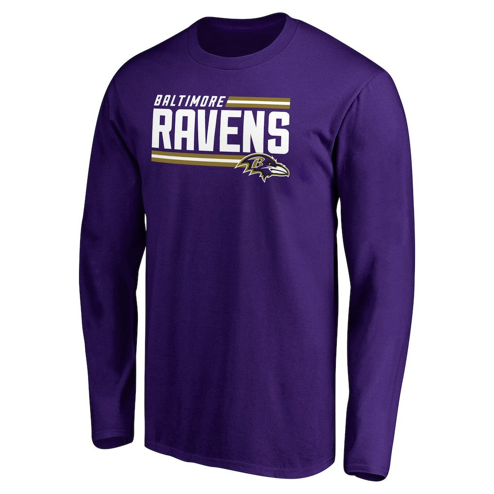 Baltimore Ravens Iconic Collection On Side Stripe Long Sleeve T-Shirt - Purple T-shirts