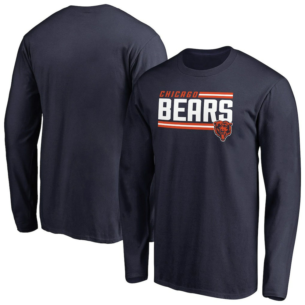 Chicago Bears Iconic Collection On Side Stripe Long Sleeve T-Shirt - Navy T-shirts