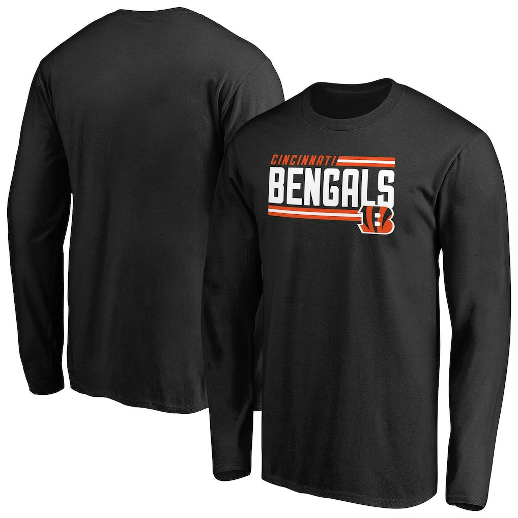 Cincinnati Bengals Iconic Collection On Side Stripe Long Sleeve T-Shirt - Black T-shirts