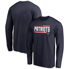 New England Patriots Iconic Collection On Side Stripe Long Sleeve T-Shirt - Navy T-shirts