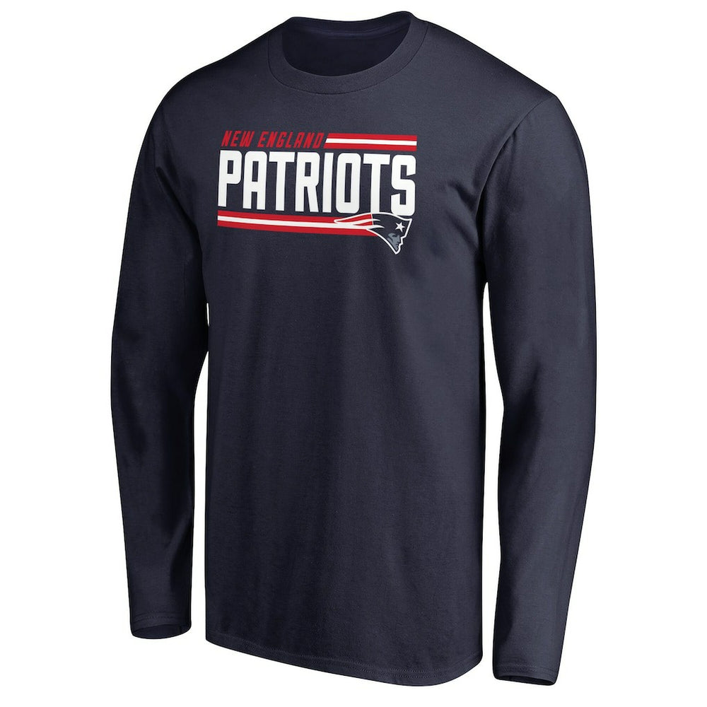 New England Patriots Iconic Collection On Side Stripe Long Sleeve T-Shirt - Navy T-shirts