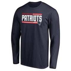New England Patriots Iconic Collection On Side Stripe Long Sleeve T-Shirt - Navy T-shirts