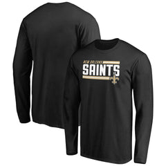 New Orleans Saints Iconic Collection On Side Stripe Long Sleeve T-Shirt - Black T-shirts