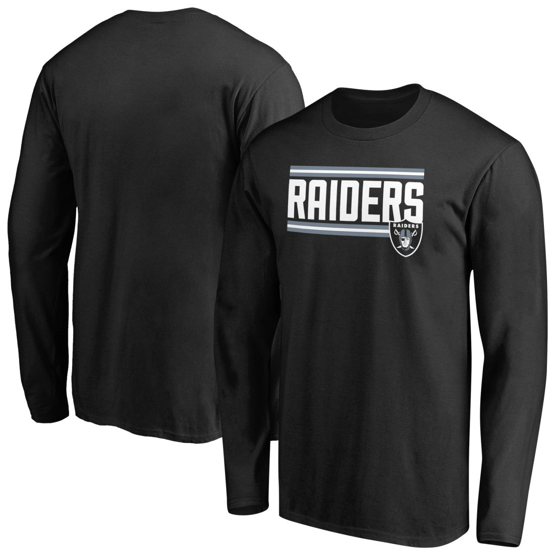 Las Vegas Raiders Iconic Collection On Side Stripe Long Sleeve T-Shirt - Black T-shirts
