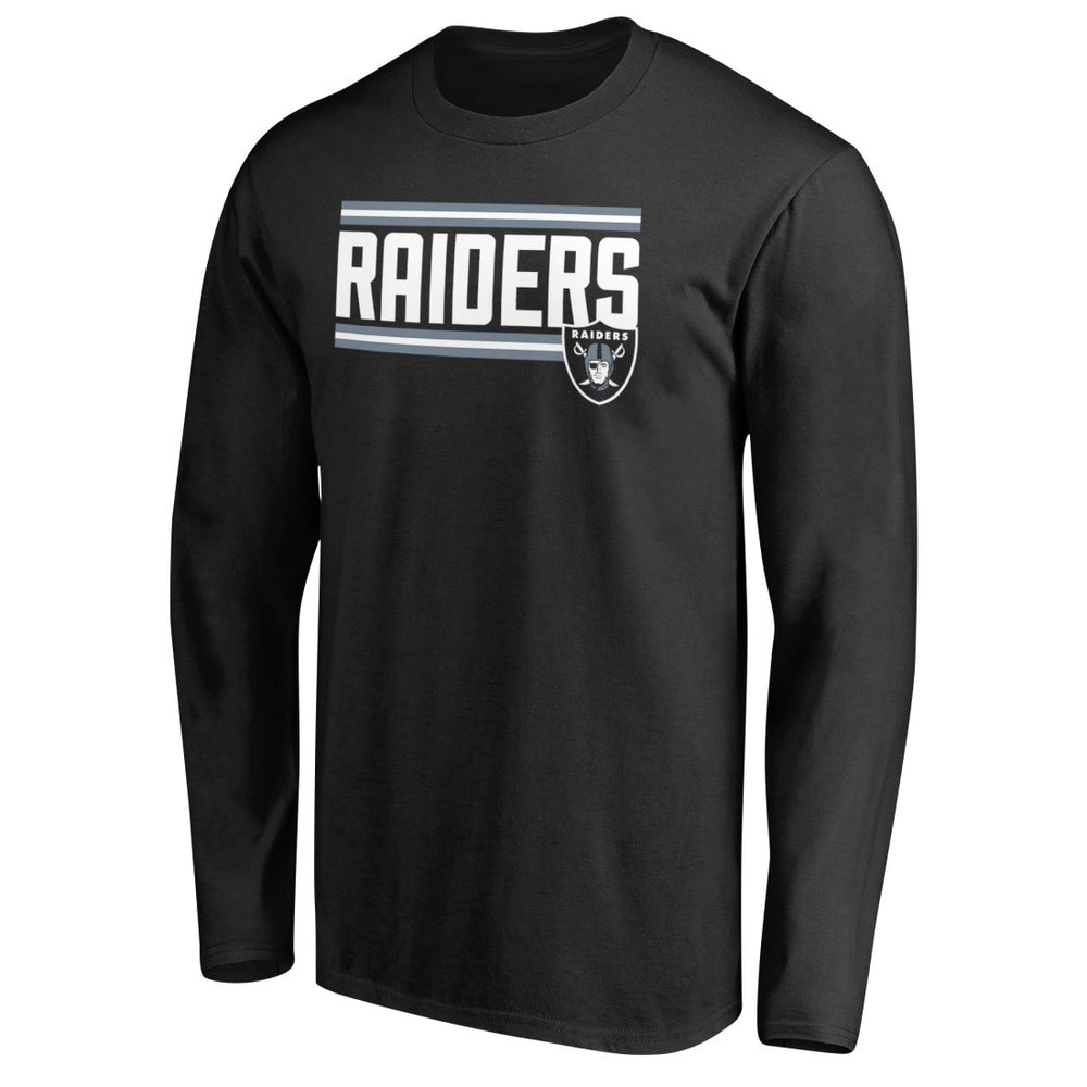 Las Vegas Raiders Iconic Collection On Side Stripe Long Sleeve T-Shirt - Black T-shirts