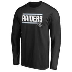 Las Vegas Raiders Iconic Collection On Side Stripe Long Sleeve T-Shirt - Black T-shirts