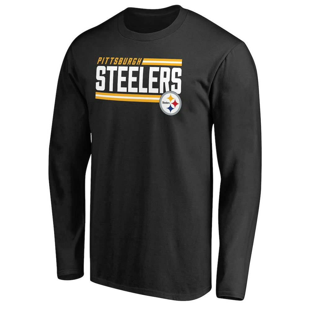 Pittsburgh Steelers Iconic Collection On Side Stripe Long Sleeve T-Shirt - Black T-shirts