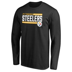 Pittsburgh Steelers Iconic Collection On Side Stripe Long Sleeve T-Shirt - Black T-shirts