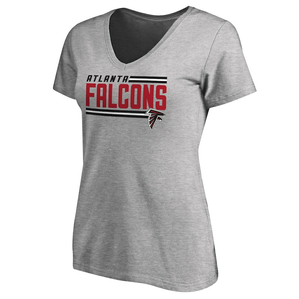 Atlanta Falcons Women's Iconic Collection On Side Stripe V-Neck T-Shirt - Heather Gray T-shirts