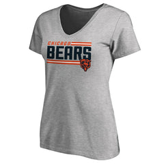 Chicago Bears Women's Iconic Collection On Side Stripe V-Neck T-Shirt - Heather Gray T-shirts