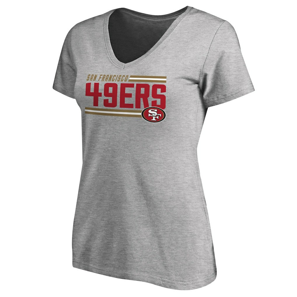 San Francisco 49ers Women's Iconic Collection On Side Stripe V-Neck T-Shirt - Ash T-shirts