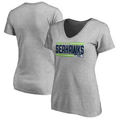 Seattle Seahawks Women's Iconic Collection On Side Stripe V-Neck T-Shirt - Heather Gray T-shirts