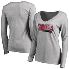 Arizona Cardinals Women's Iconic Collection On Side Stripe Long Sleeve V-Neck T-Shirt - Ash T-shirts