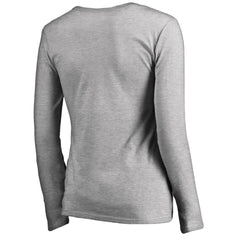 Minnesota Vikings Women's Iconic Collection On Side Stripe Long Sleeve V-Neck T-Shirt - Ash T-shirts