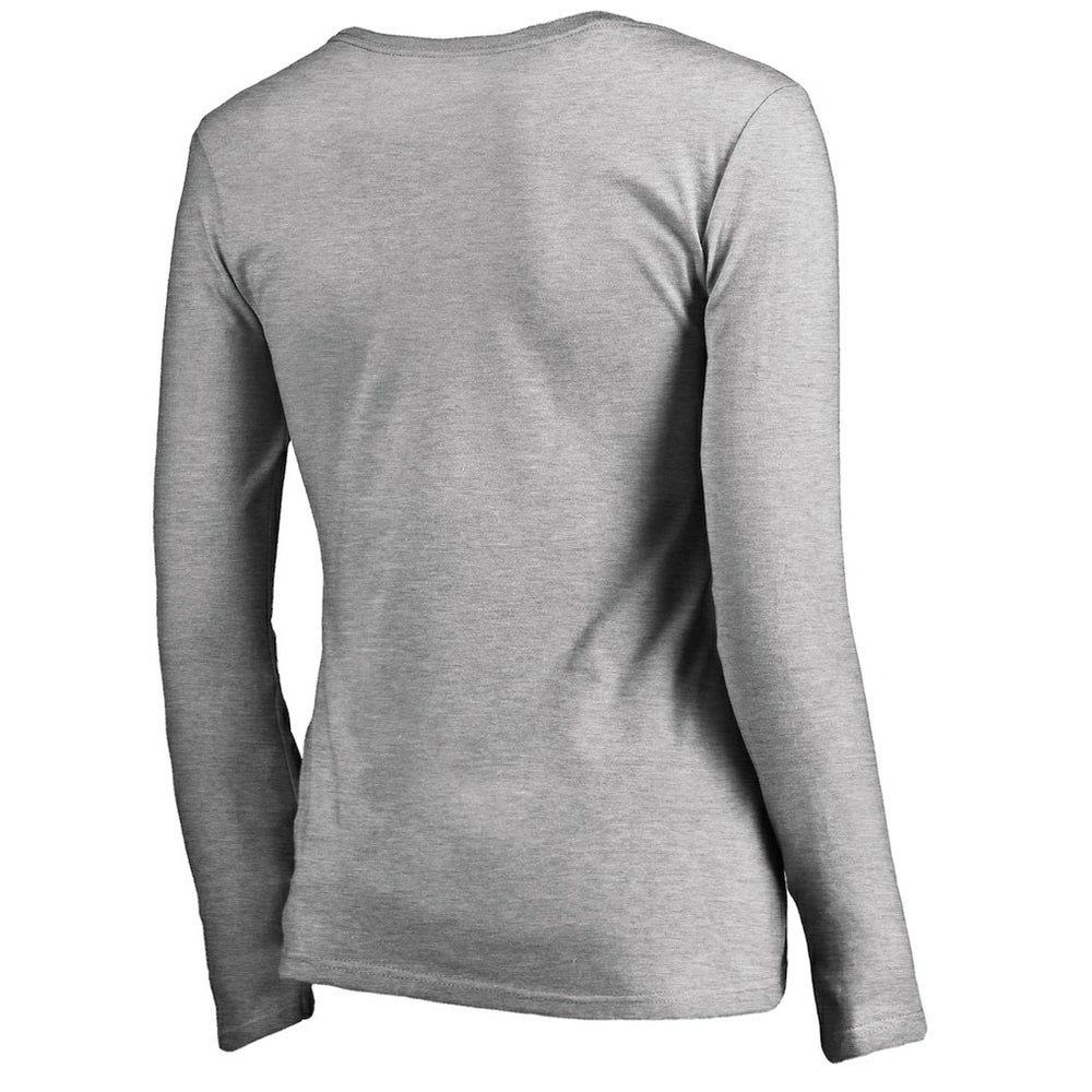 New Orleans Saints Women's Iconic Collection On Side Stripe Long Sleeve V-Neck T-Shirt - Ash T-shirts