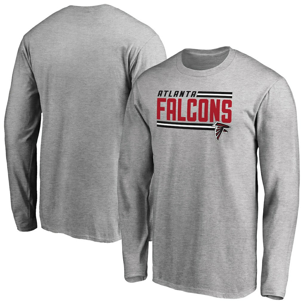 Atlanta Falcons Iconic Collection On Side Stripe Long Sleeve T-Shirt - Ash T-shirts