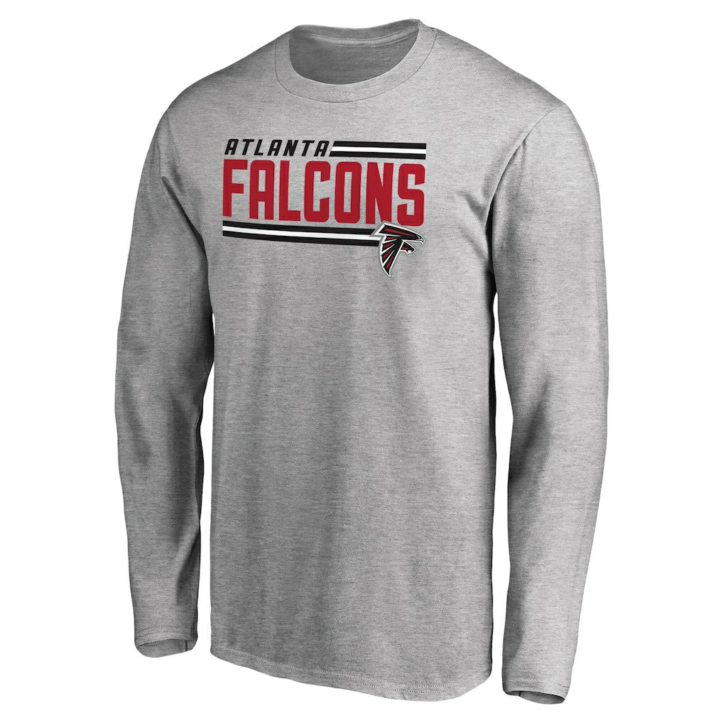 Atlanta Falcons Iconic Collection On Side Stripe Long Sleeve T-Shirt - Ash T-shirts