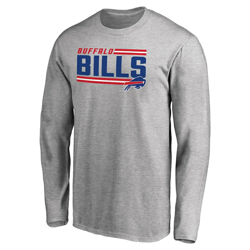 Buffalo Bills Iconic Collection On Side Stripe Long Sleeve T-Shirt - Ash T-shirts