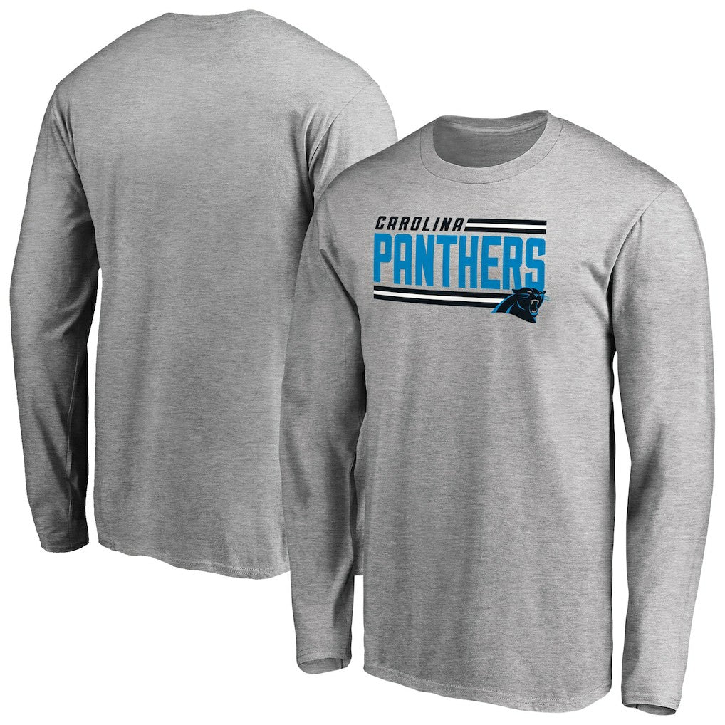 Carolina Panthers Iconic Collection On Side Stripe Long Sleeve T-Shirt - Ash T-shirts