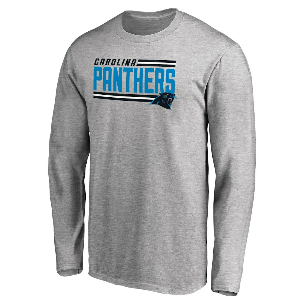 Carolina Panthers Iconic Collection On Side Stripe Long Sleeve T-Shirt - Ash T-shirts