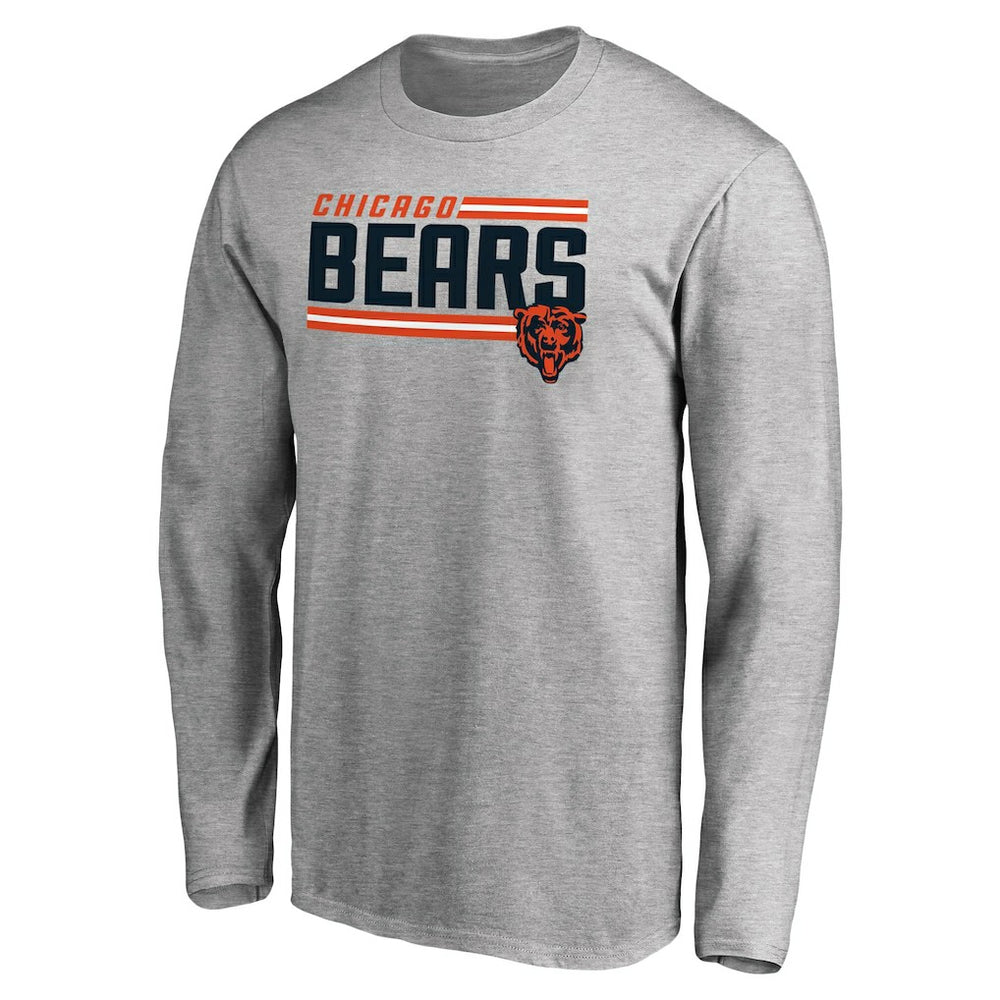 Chicago Bears Iconic Collection On Side Stripe Long Sleeve T-Shirt - Ash T-shirts