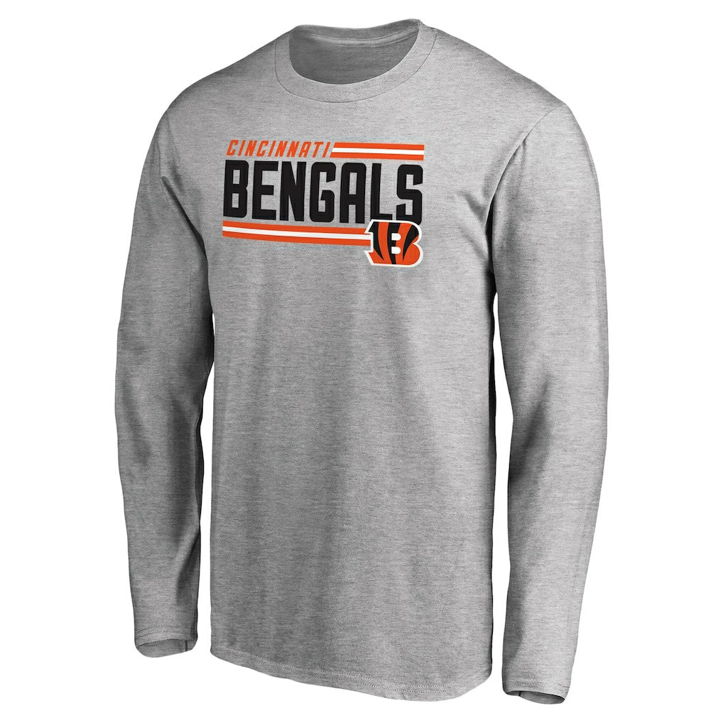 Cincinnati Bengals Iconic Collection On Side Stripe Long Sleeve T-Shirt - Ash T-shirts