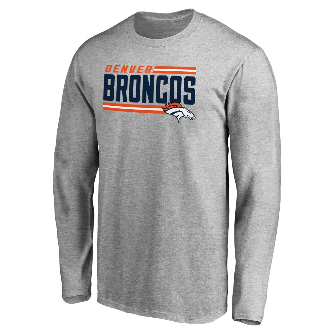 Denver Broncos Iconic Collection On Side Stripe Long Sleeve T-Shirt - Ash T-shirts