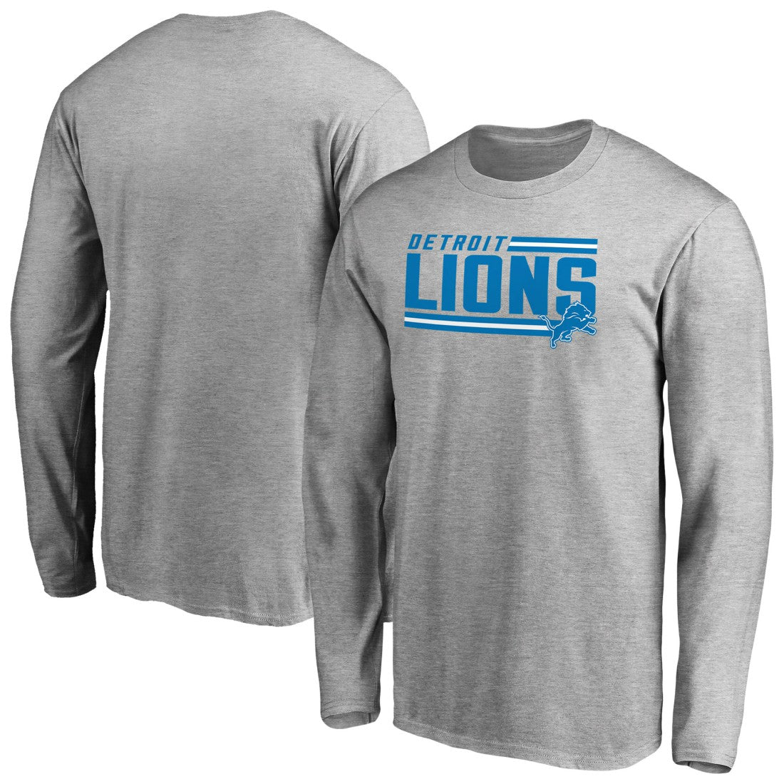 Detroit Lions Iconic Collection On Side Stripe Long Sleeve T-Shirt - Ash T-shirts