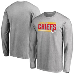 Kansas City Chiefs Iconic Collection On Side Stripe Long Sleeve T-Shirt - Ash T-shirts