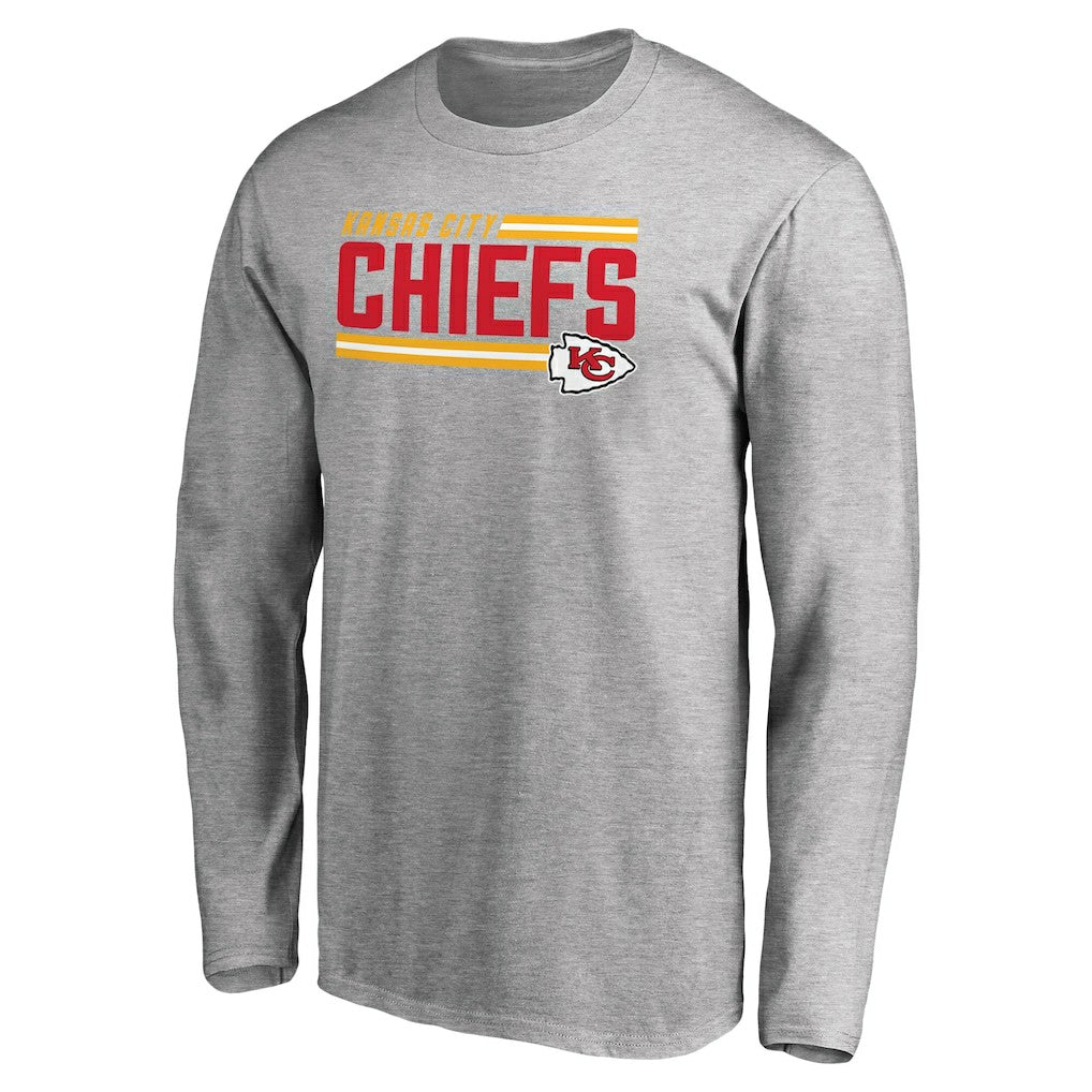 Kansas City Chiefs Iconic Collection On Side Stripe Long Sleeve T-Shirt - Ash T-shirts