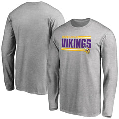 Minnesota Vikings Iconic Collection On Side Stripe Long Sleeve T-Shirt - Ash T-shirts