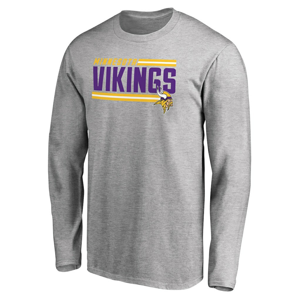 Minnesota Vikings Iconic Collection On Side Stripe Long Sleeve T-Shirt - Ash T-shirts