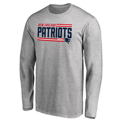 New England Patriots Iconic Collection On Side Stripe Long Sleeve T-Shirt - Ash T-shirts